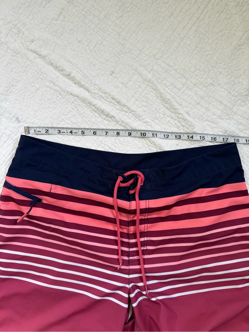 Vineyard Vines Red to Coral Gradient Stripe Swim Board Shorts